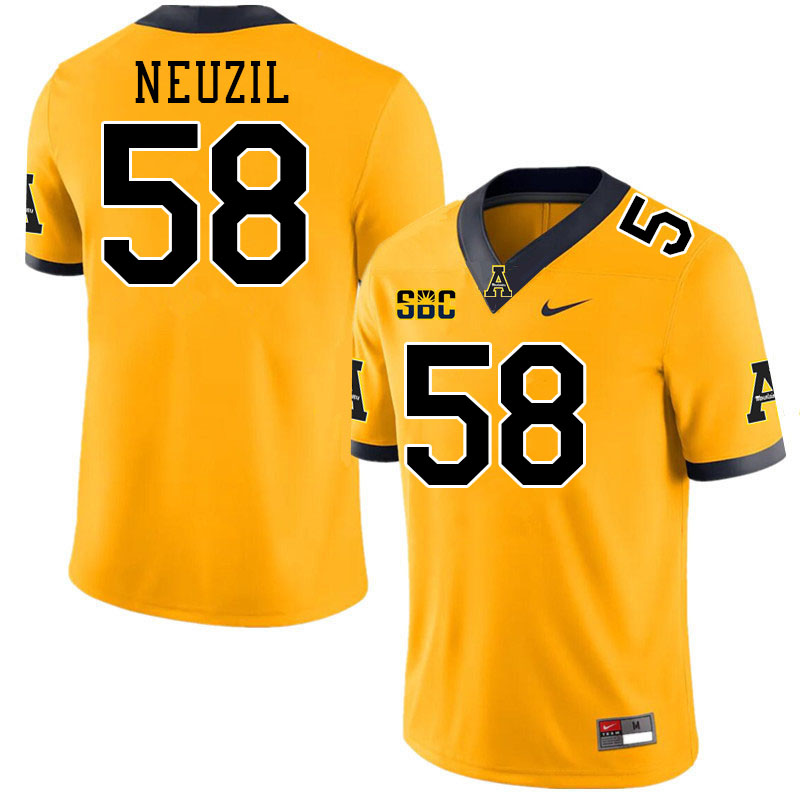 Appalachian State Mountaineers #58 Ryan Neuzil College Football Jerseys-Gold
